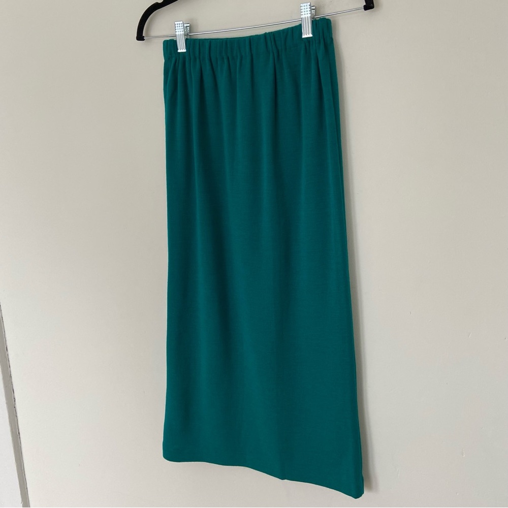 Vintage Ports International Wool Teal Midi Knit Skirt